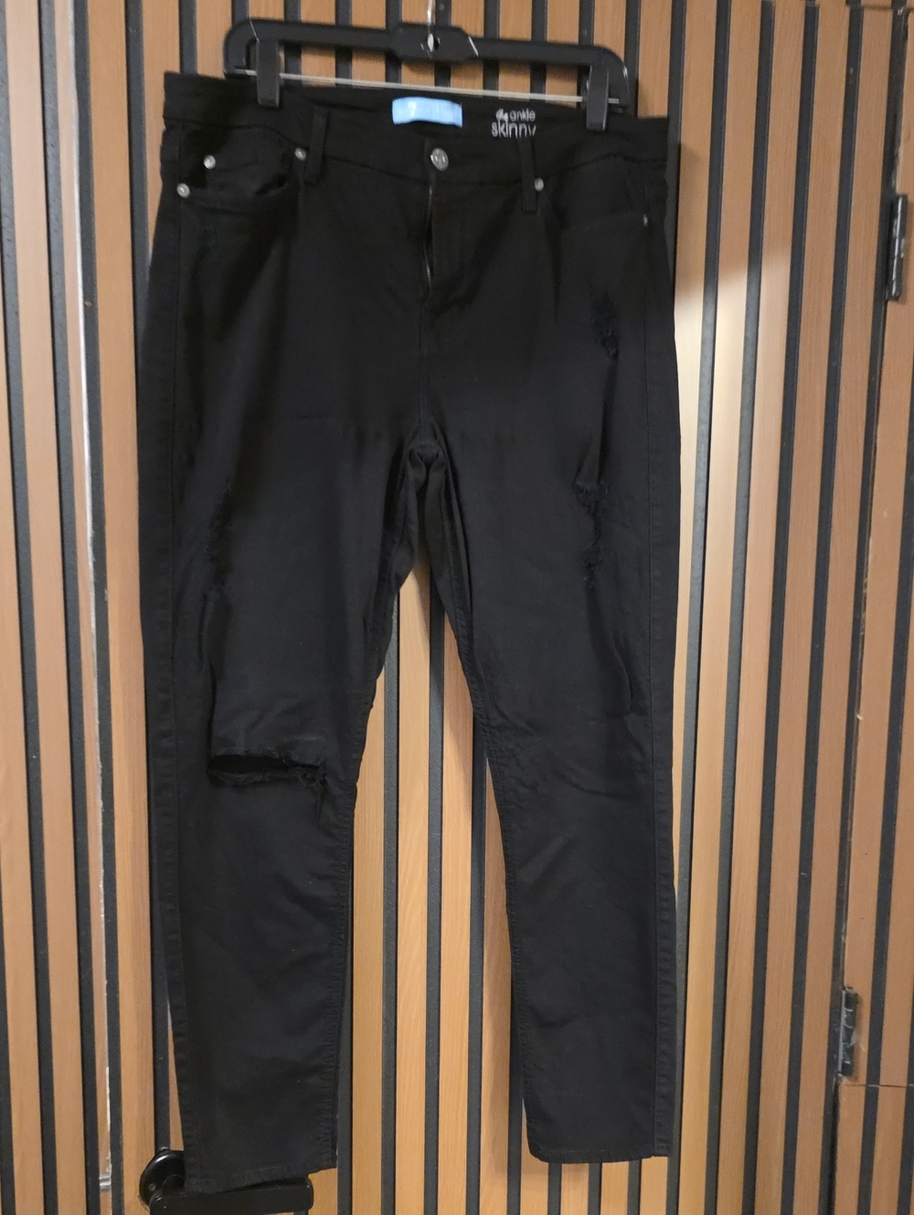 7 For All Mankind Black Skinny Distressed Jeans